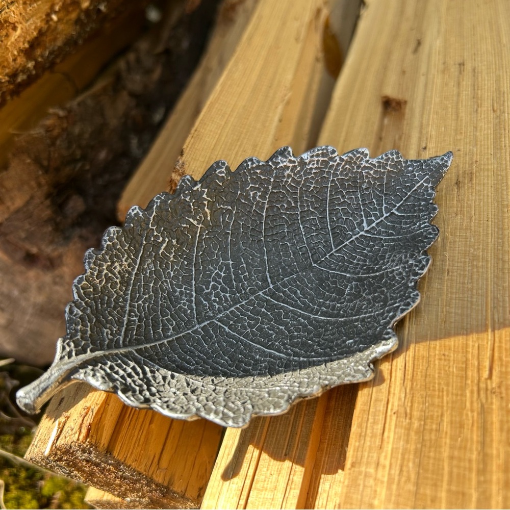 Silver Leaf Trinket Dish Botanical Catch-All Jewelry Tray Fall Spring Decor
